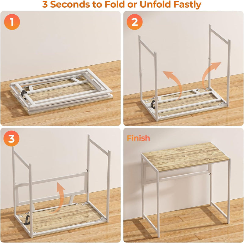 No Assembly 77CM Folding Desk for Small Space