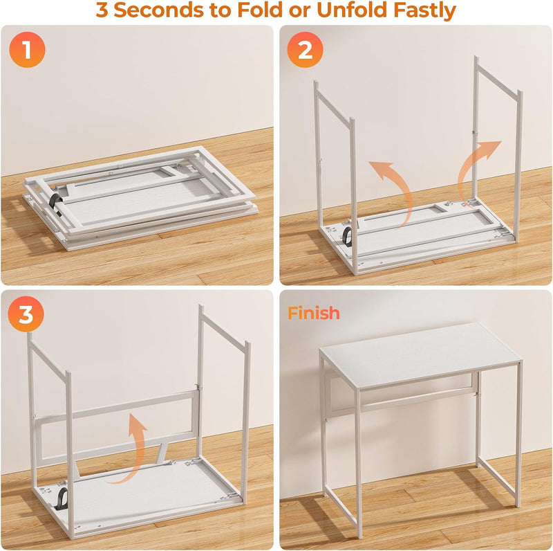 No Assembly 77CM Folding Desk for Small Space