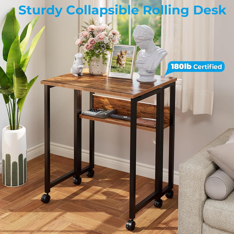 Folding Desk with Storage Shelf