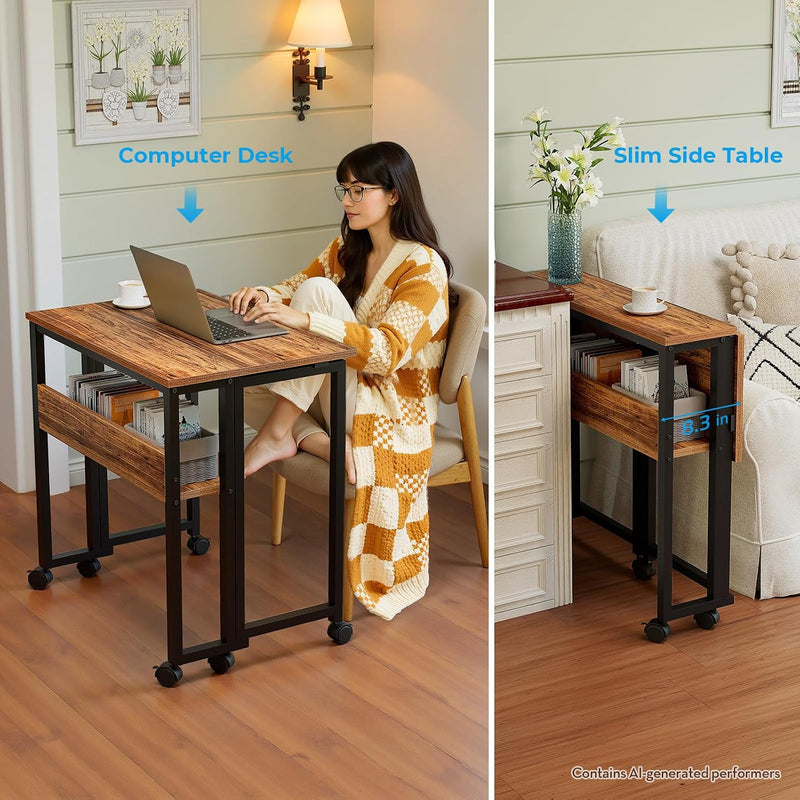 Folding Desk with Storage Shelf