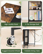 Folding Dining Table Movable Expandable Kitchen Versatile