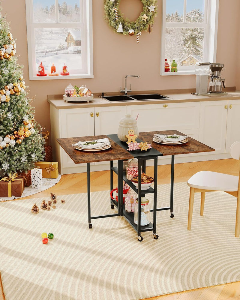 Folding Dining Table Movable Expandable Kitchen Versatile