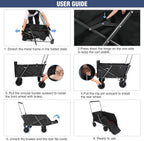 Folding Dog Trolleys Cart with Extendable Rear End