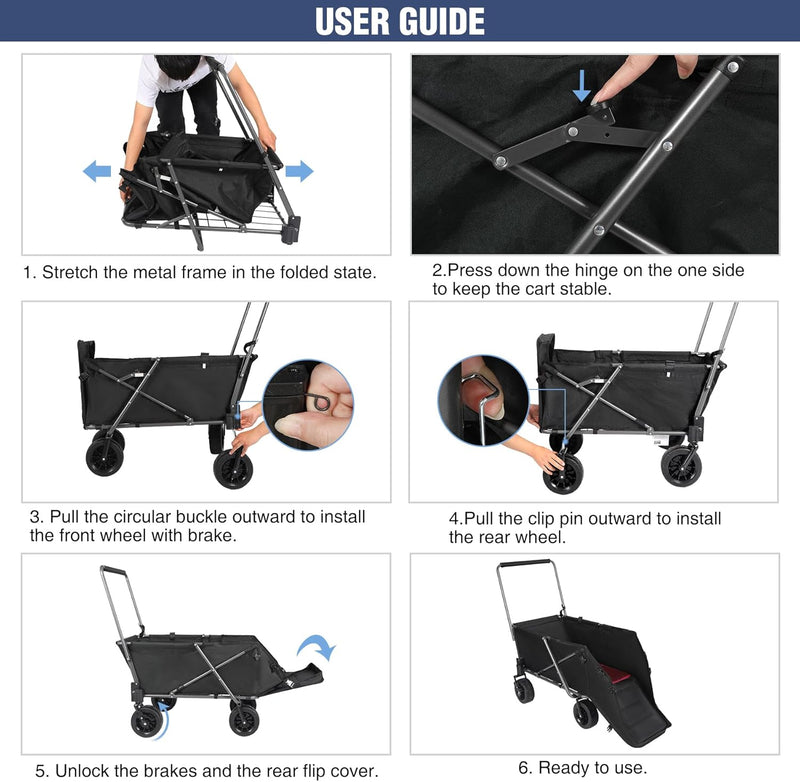 Folding Dog Trolleys Cart with Extendable Rear End
