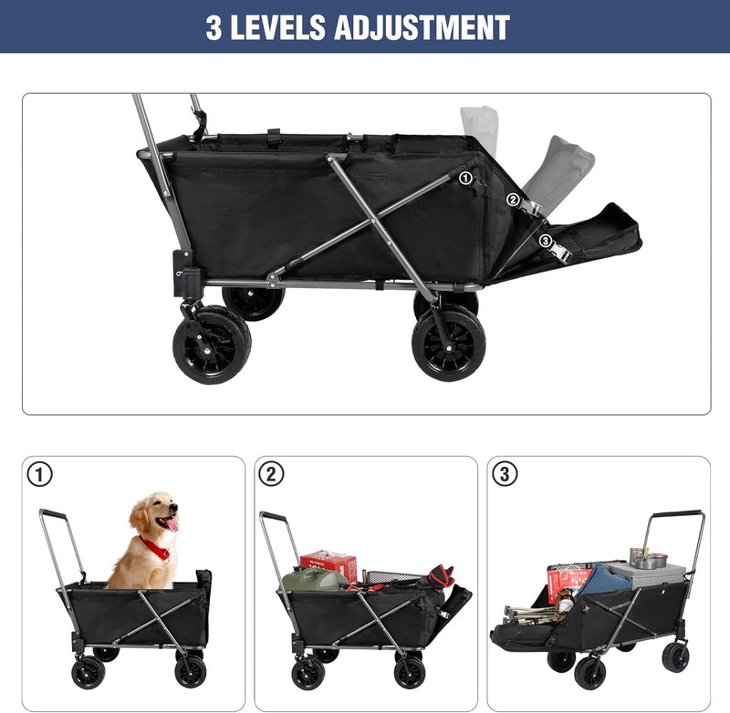Folding Dog Trolleys Cart with Extendable Rear End