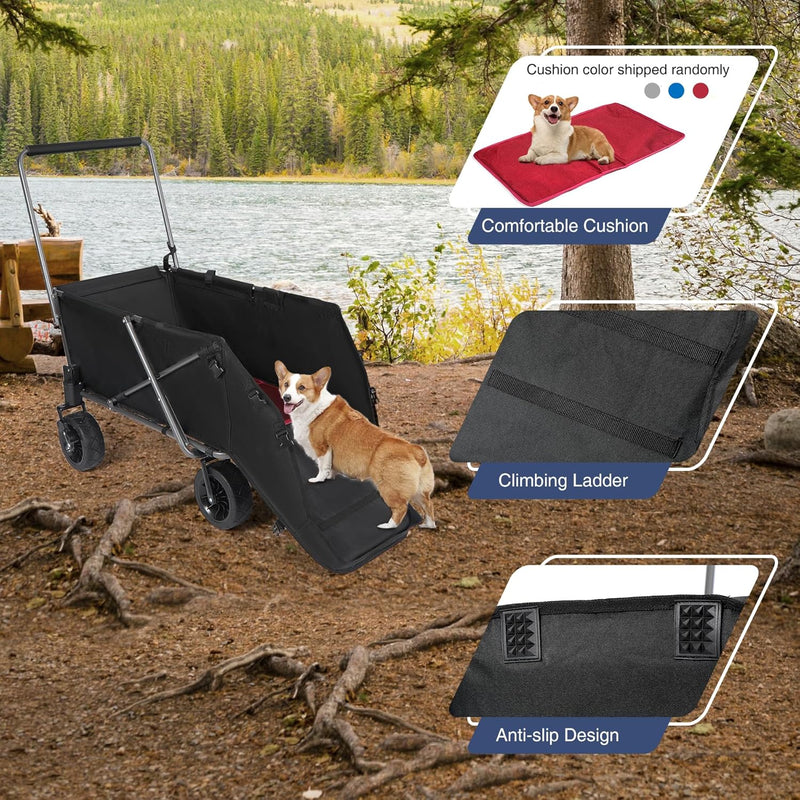 Folding Dog Trolleys Cart with Extendable Rear End