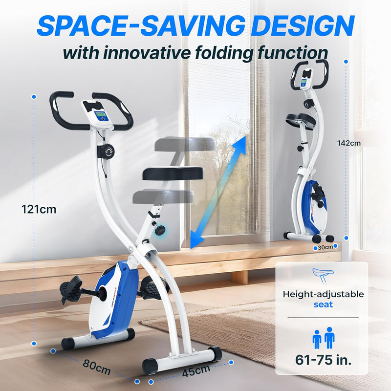 Folding Exercise Bike 286 Lbs Capacity Extra Silent