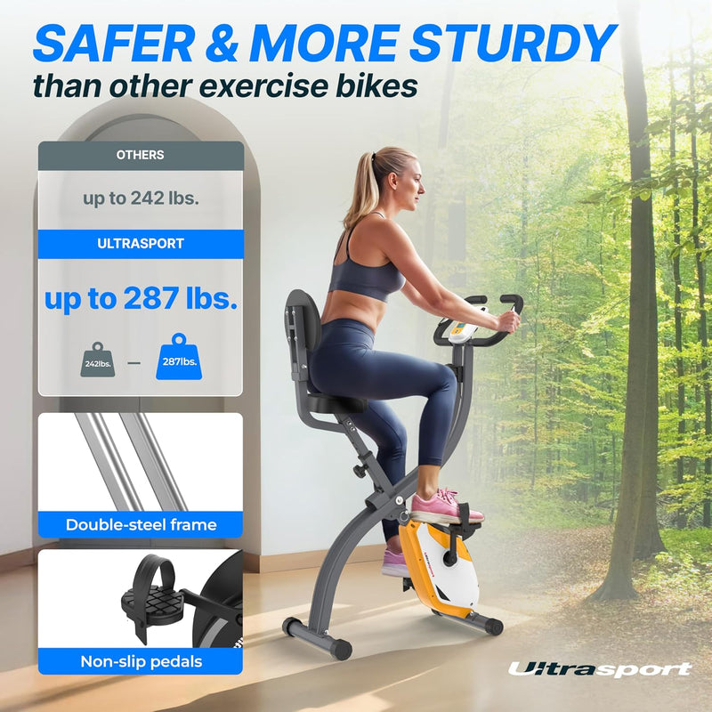 Folding Exercise Bike 286 Lbs Capacity Extra Silent