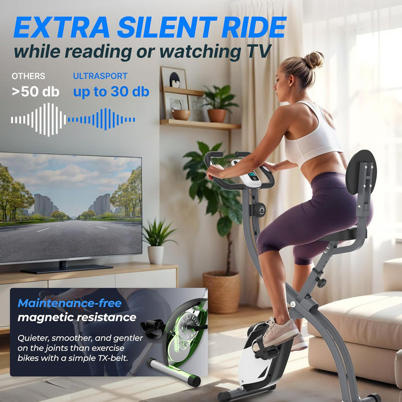 Folding Exercise Bike 286 Lbs Capacity Extra Silent