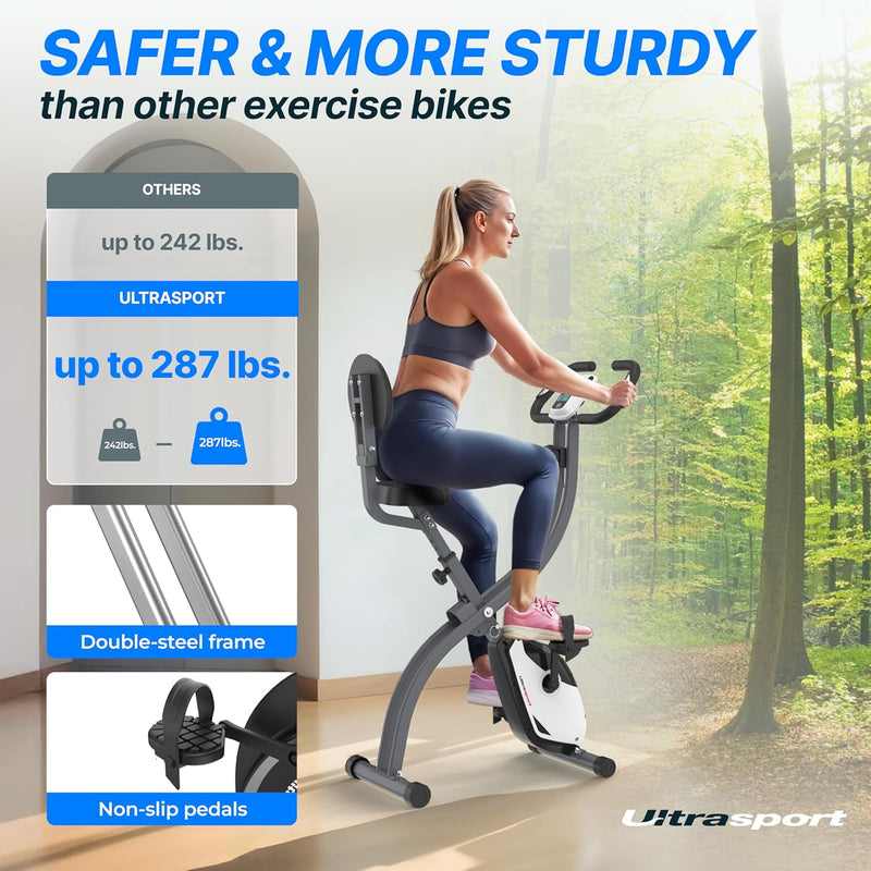 Folding Exercise Bike 286 Lbs Capacity Extra Silent
