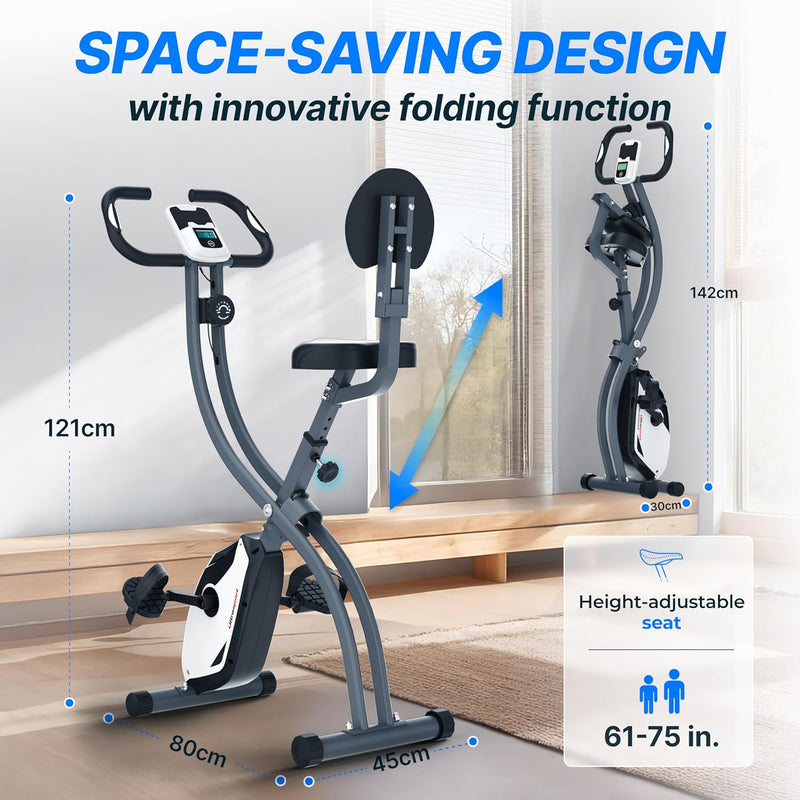 Folding Exercise Bike 286 Lbs Capacity Extra Silent