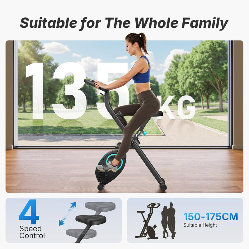 Folding Exercise Bike Home Trainer with LCD Display
