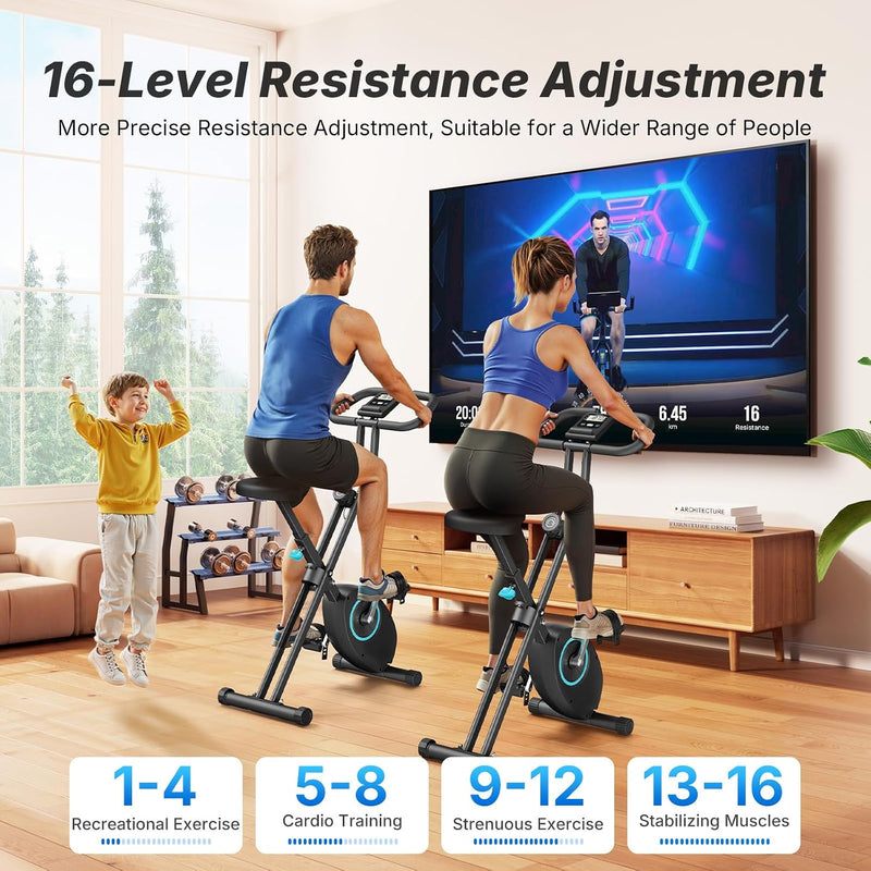 Folding Exercise Bike Home Trainer with LCD Display