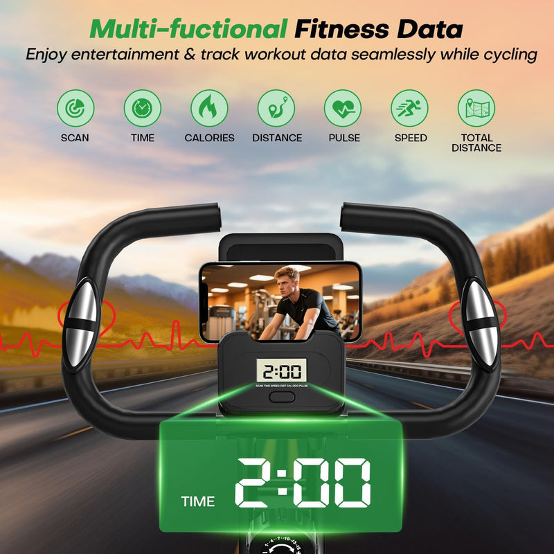 Folding Exercise Bike with 16-Level Adjustable Magnetic
