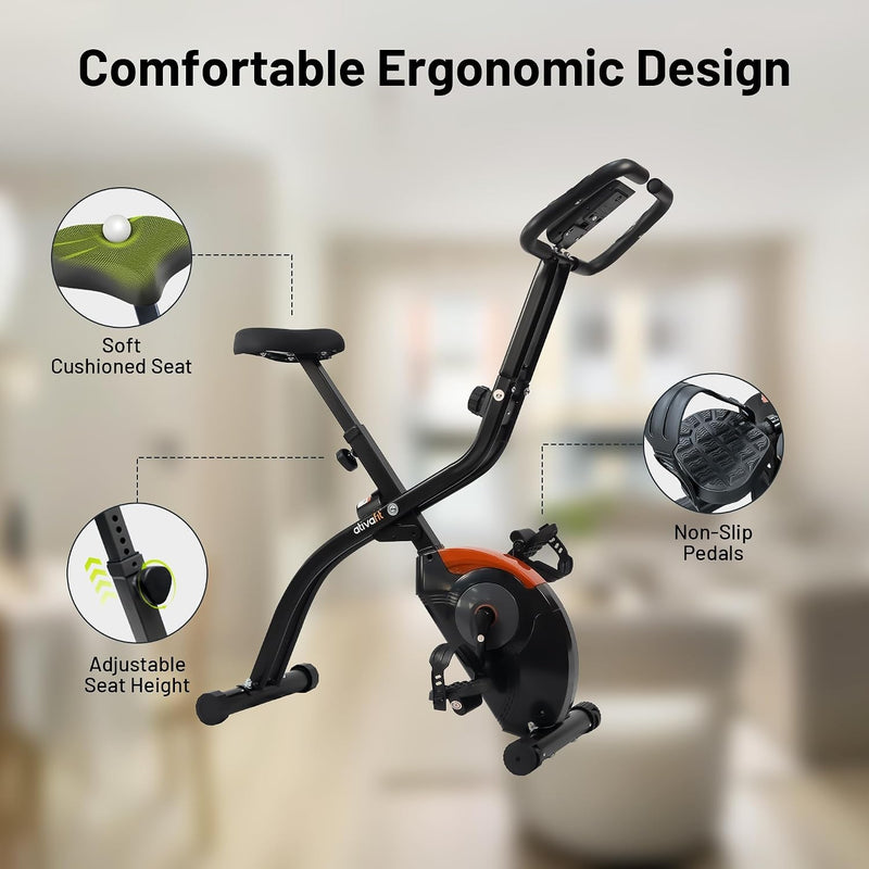 Folding Exercise Bike with 16-Level Magnetic Resistance Heart