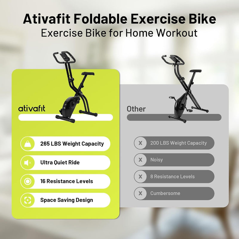 Folding Exercise Bike with 16-Level Magnetic Resistance Heart
