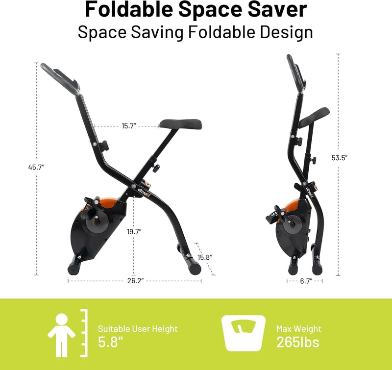 Folding Exercise Bike with 16-Level Magnetic Resistance Heart