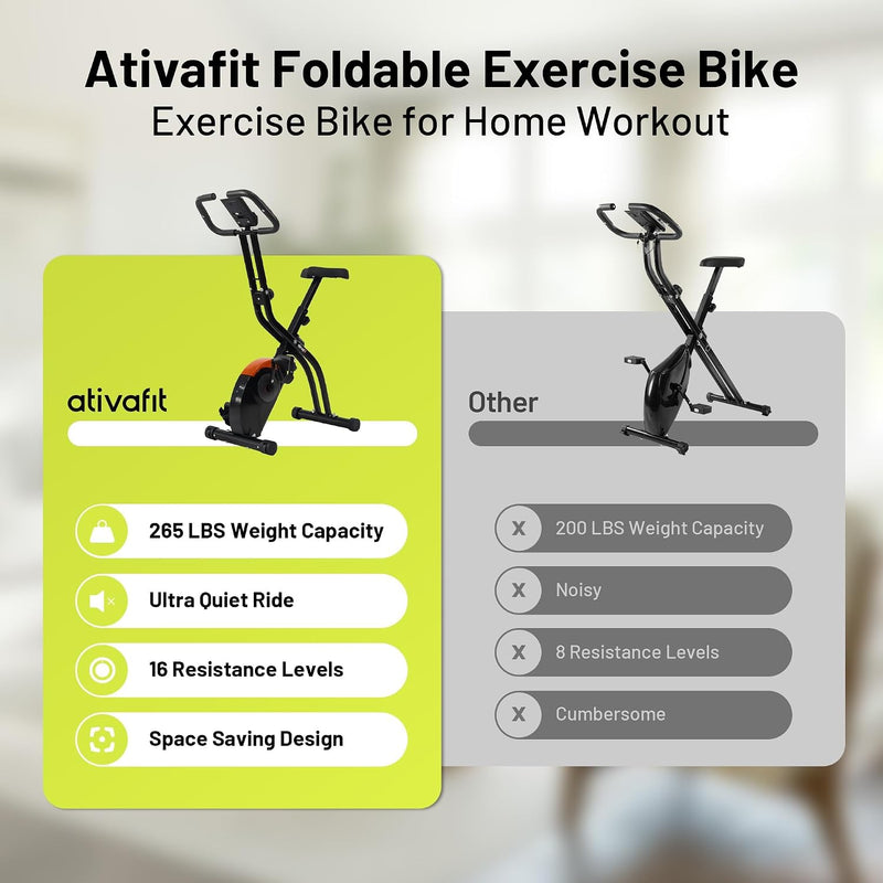 Folding Exercise Bike with 16-Level Magnetic Resistance Heart