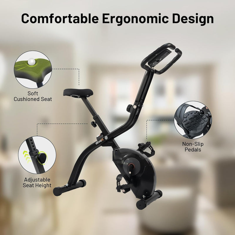 Folding Exercise Bike with 16-Level Magnetic Resistance Heart