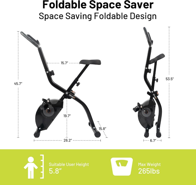 Folding Exercise Bike with 16-Level Magnetic Resistance Heart