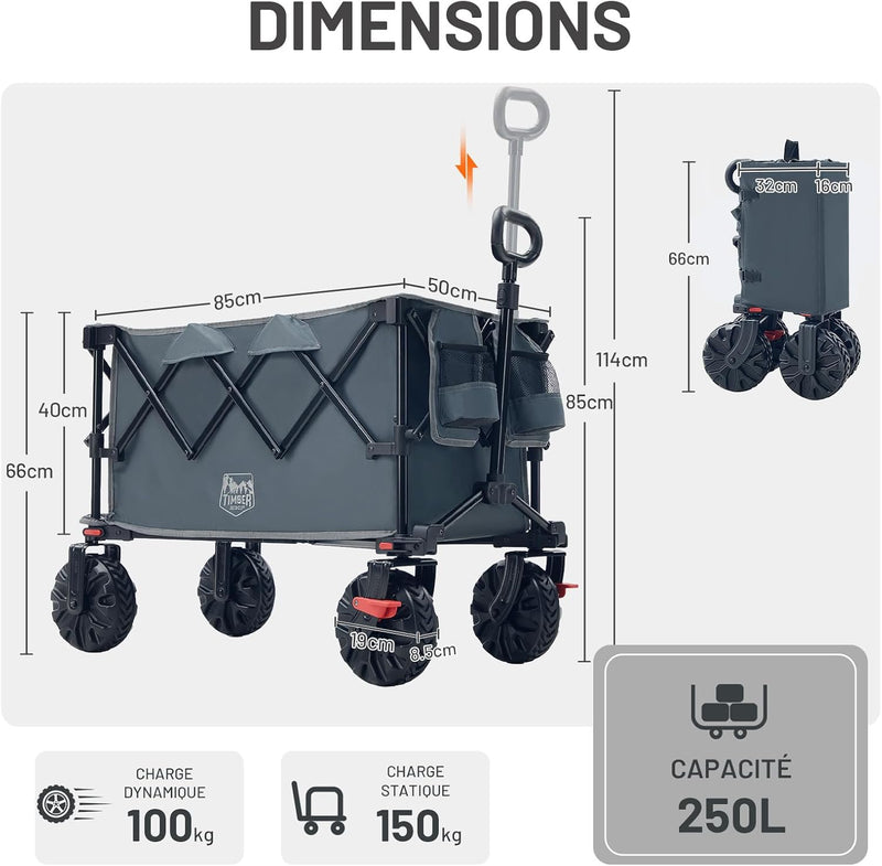 Folding Festival Trolley on Wheels 250L