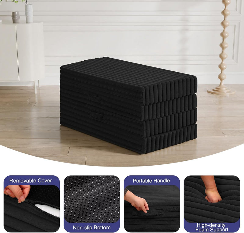 Folding Floor Mattress 4-Fold Foam Guest Bed