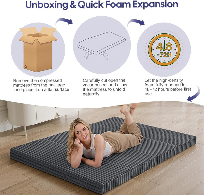 Folding Floor Mattress 4-Fold Foam Guest Bed
