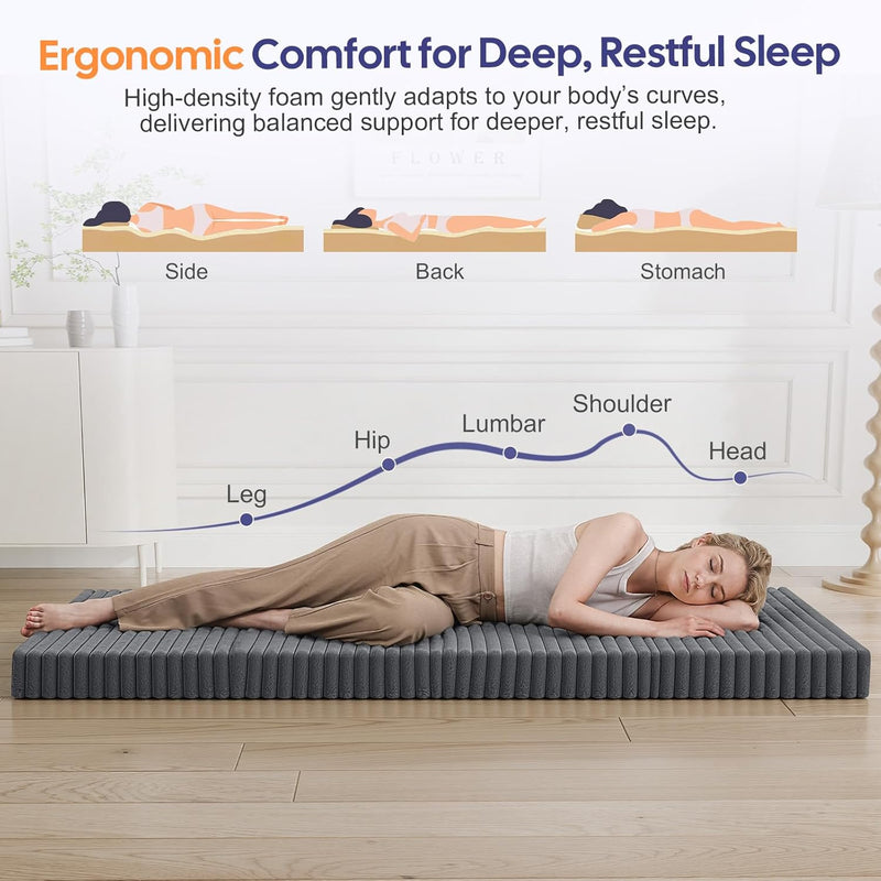 Folding Floor Mattress 4-Fold Foam Guest Bed