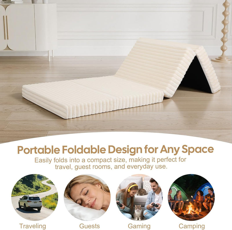 Folding Floor Mattress 4-Fold Foam Guest Bed
