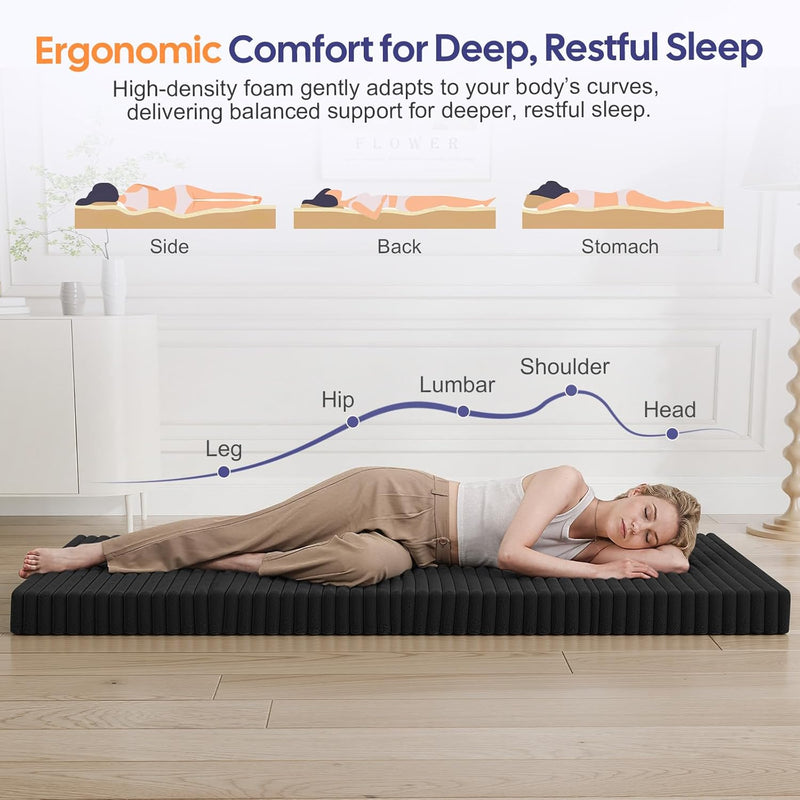 Folding Floor Mattress 4-Fold Foam Guest Bed