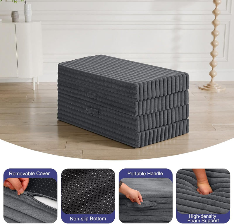 Folding Floor Mattress 4-Fold Foam Guest Bed
