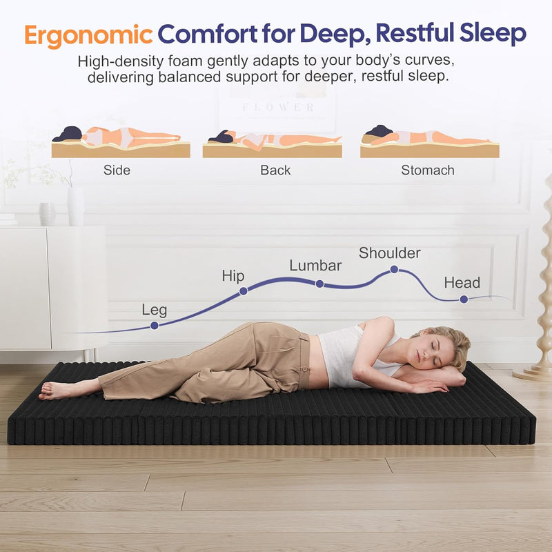 Folding Floor Mattress 4-Fold Foam Guest Bed