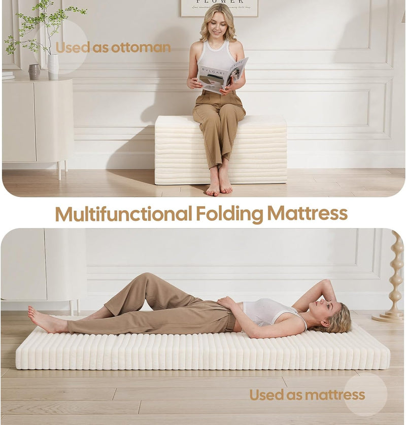 Folding Floor Mattress 4-Fold Foam Guest Bed