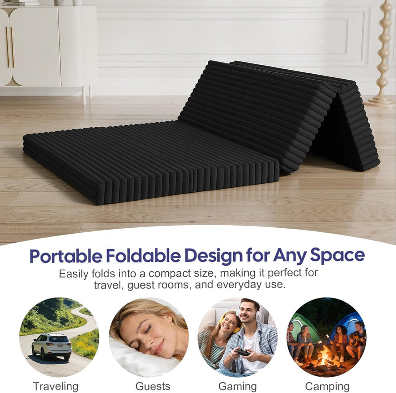 Folding Floor Mattress 4-Fold Foam Guest Bed
