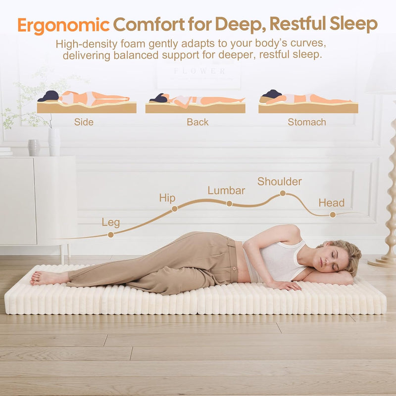 Folding Floor Mattress 4-Fold Foam Guest Bed
