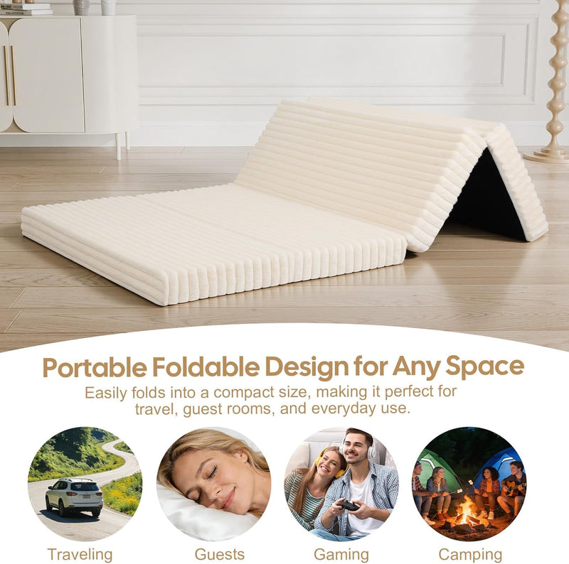 Folding Floor Mattress 4-Fold Foam Guest Bed