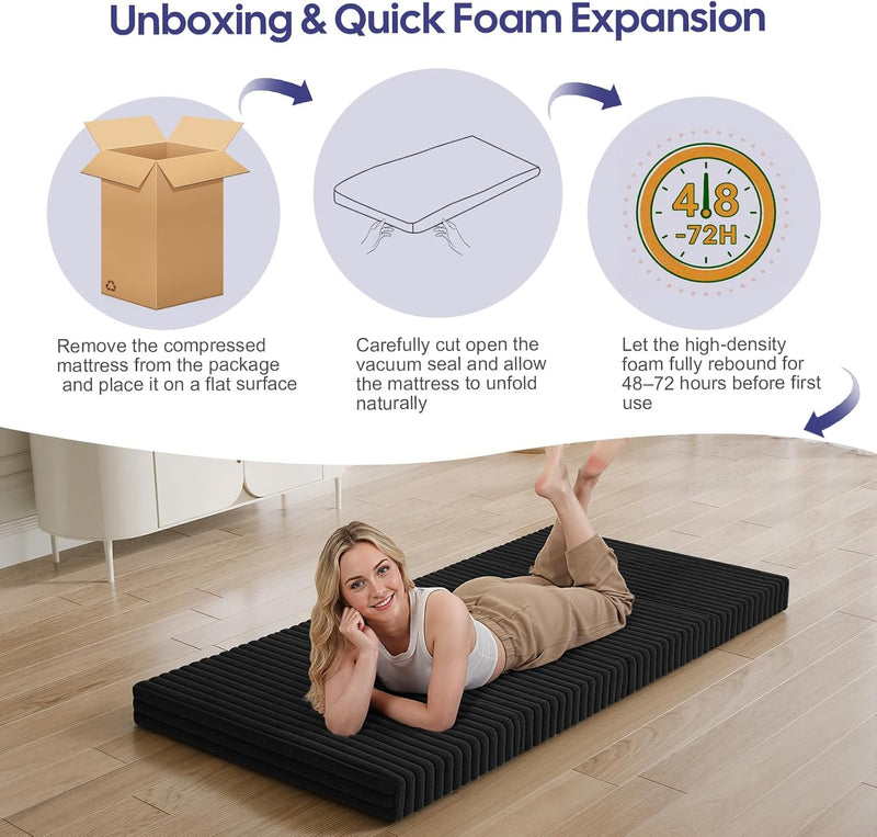 Folding Floor Mattress 4-Fold Foam Guest Bed