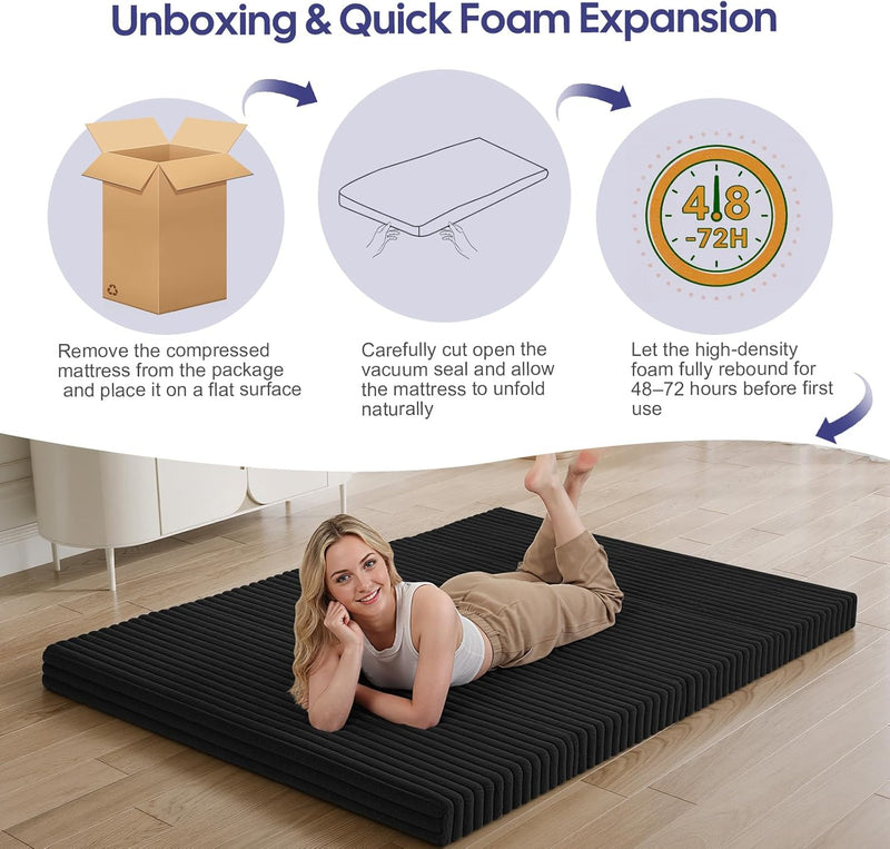 Folding Floor Mattress 4-Fold Foam Guest Bed