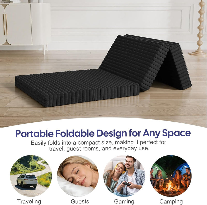 Folding Floor Mattress 4-Fold Foam Guest Bed