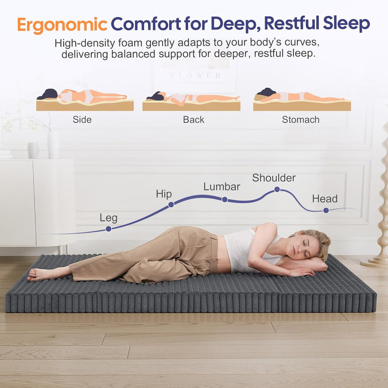 Folding Floor Mattress 4-Fold Foam Guest Bed
