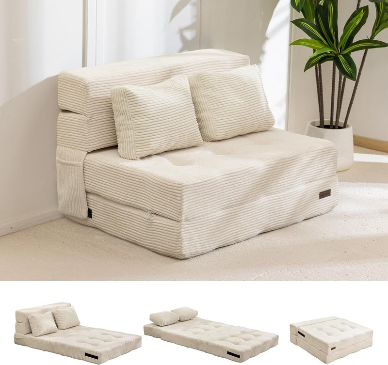Folding Foam Sofa Bed Tri-Fold Mattress with 1