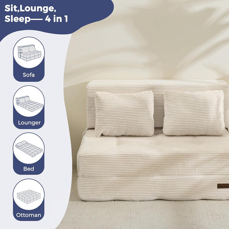 Folding Foam Sofa Bed Tri-Fold Mattress with 1