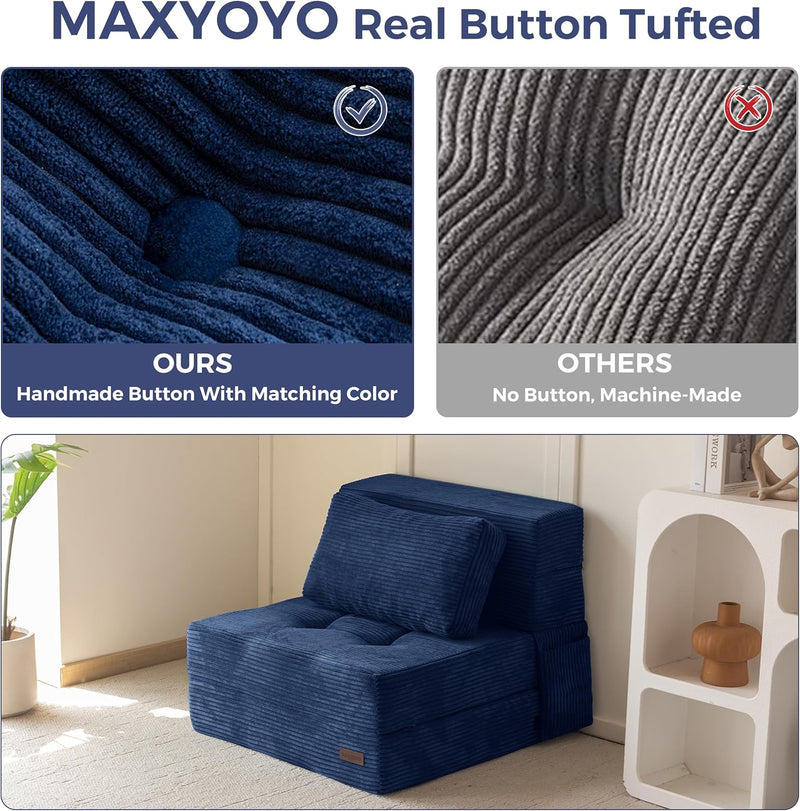 Folding Foam Sofa Bed Tri-Fold Mattress with Pillow