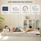Folding Foam Sofa Bed Tri-Fold Mattress with 2