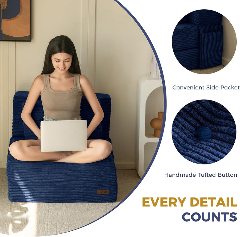 Folding Foam Sofa Bed Tri-Fold Mattress with Pillow