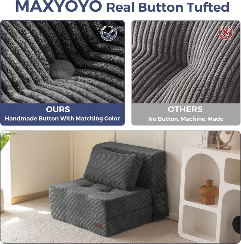 Folding Foam Sofa Bed Tri-Fold Mattress with Pillow