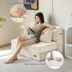Folding Foam Sofa Bed Tri-Fold Mattress with Pillow