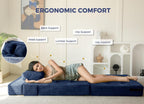 Folding Foam Sofa Bed Tri-Fold Mattress with Pillow