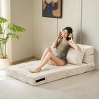 Folding Foam Sofa Bed Tri-Fold Mattress with Pillow
