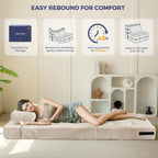 Folding Foam Sofa Bed Tri-Fold Mattress with Pillow